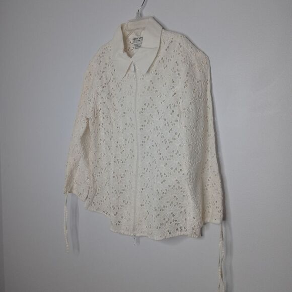 Samuel Dong white lace zip front blouse - Picture 2 of 6